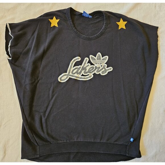 Women's Adidas Originals Lakers Sweatshirt Size US M (Oversized) Sleeves Removed - Picture 1 of 10
